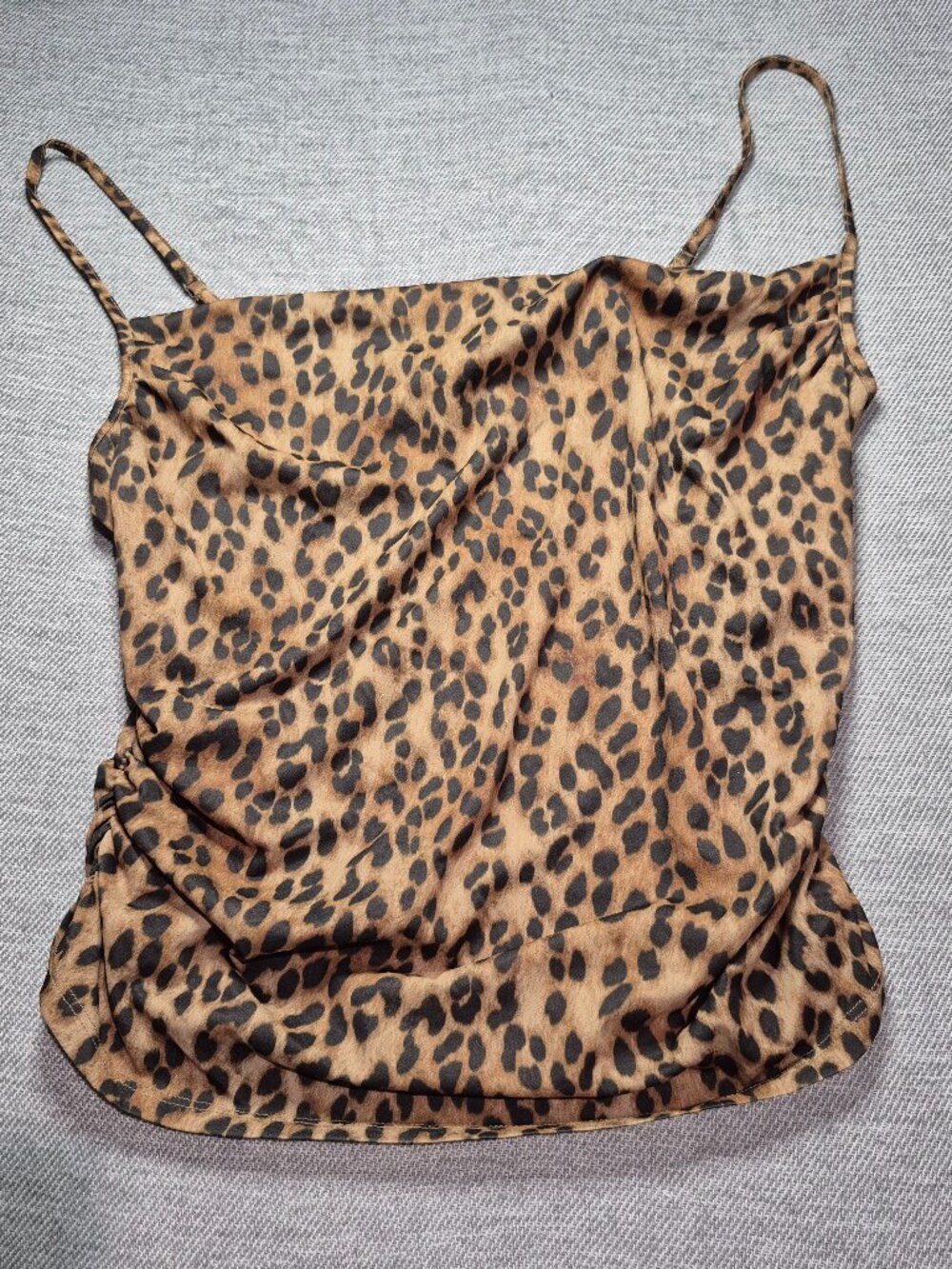 Divided by H&M Leopard Print Cami Top Adjustable Straps Ruched Size L